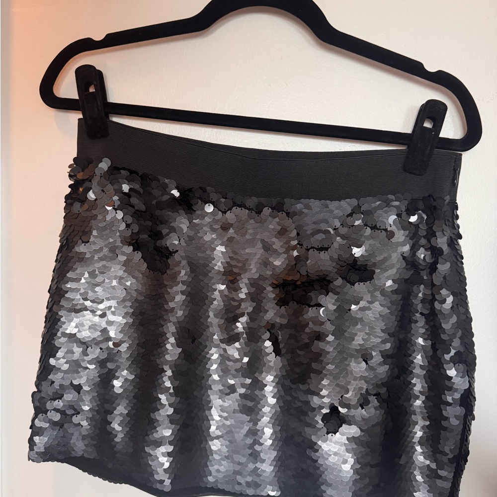 Sequin Mini Skirt - Silver